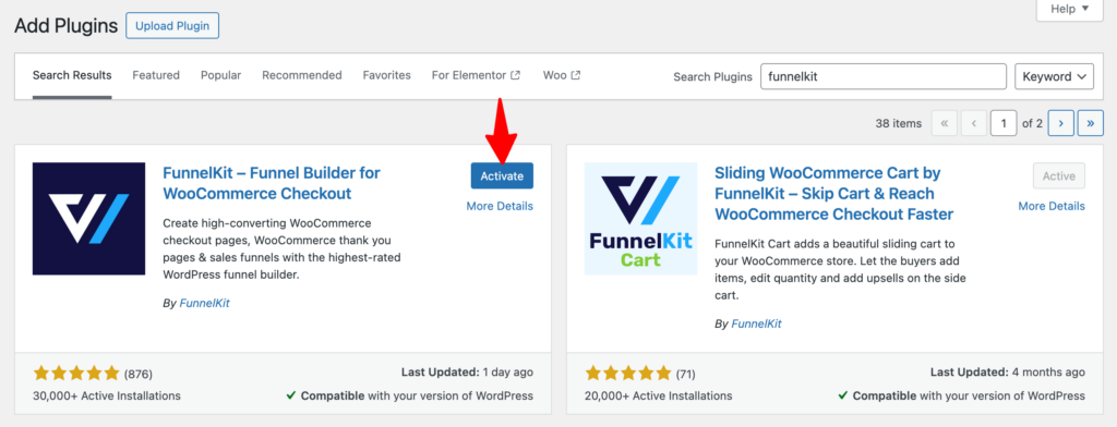 Activate the FunnelKit Funnel Builder free sales funnel builder
