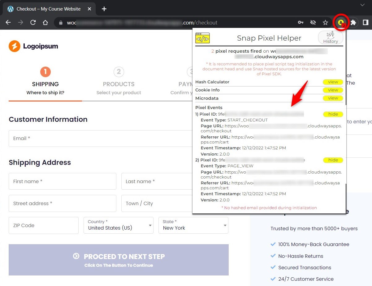 Tracking WooCommerce Snapchat Pixel events on the checkout page