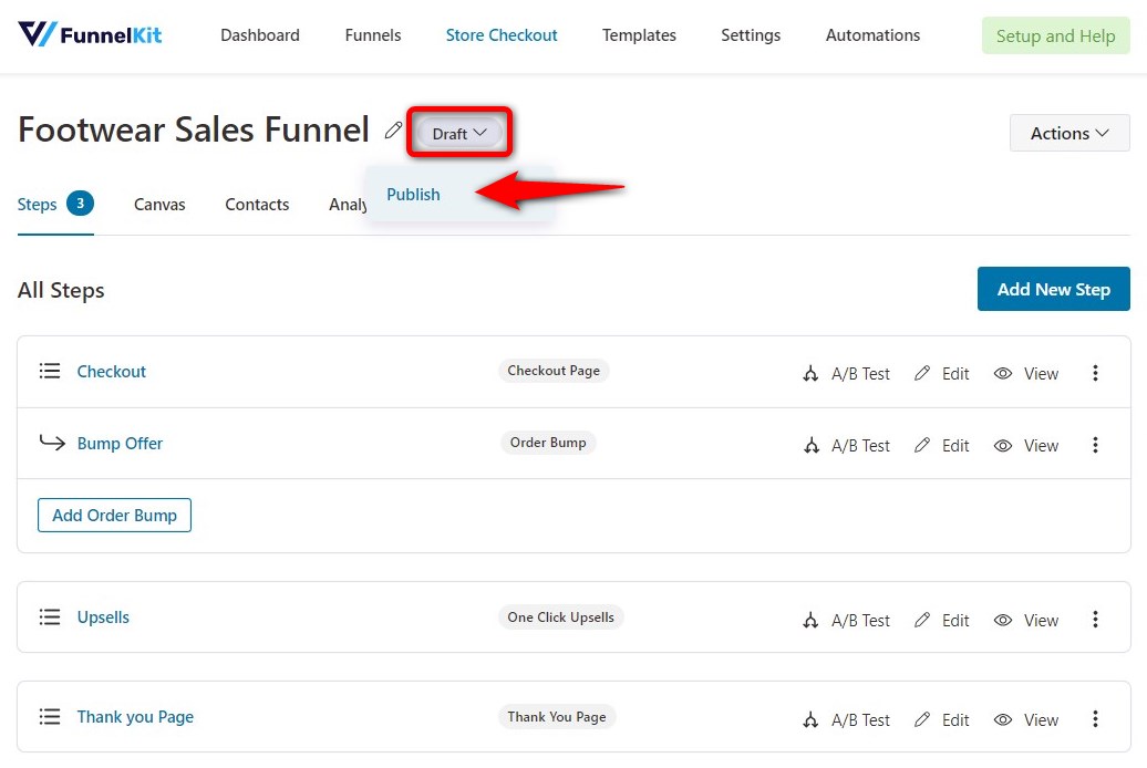 Publish the store checkout