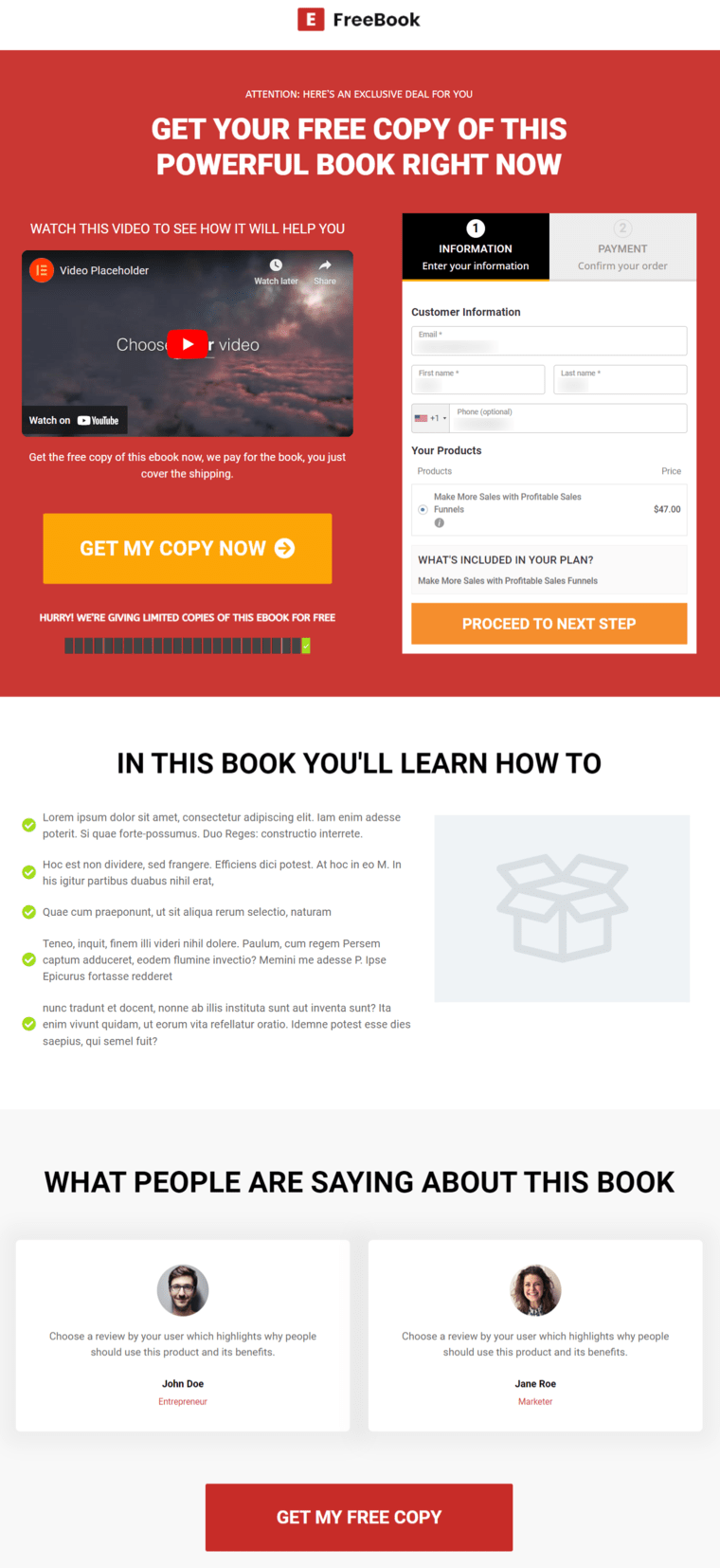 WooCommerce one page checkout template 1 - Closer