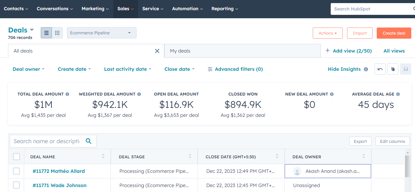 See your deals getting reflected in your hubspot account
