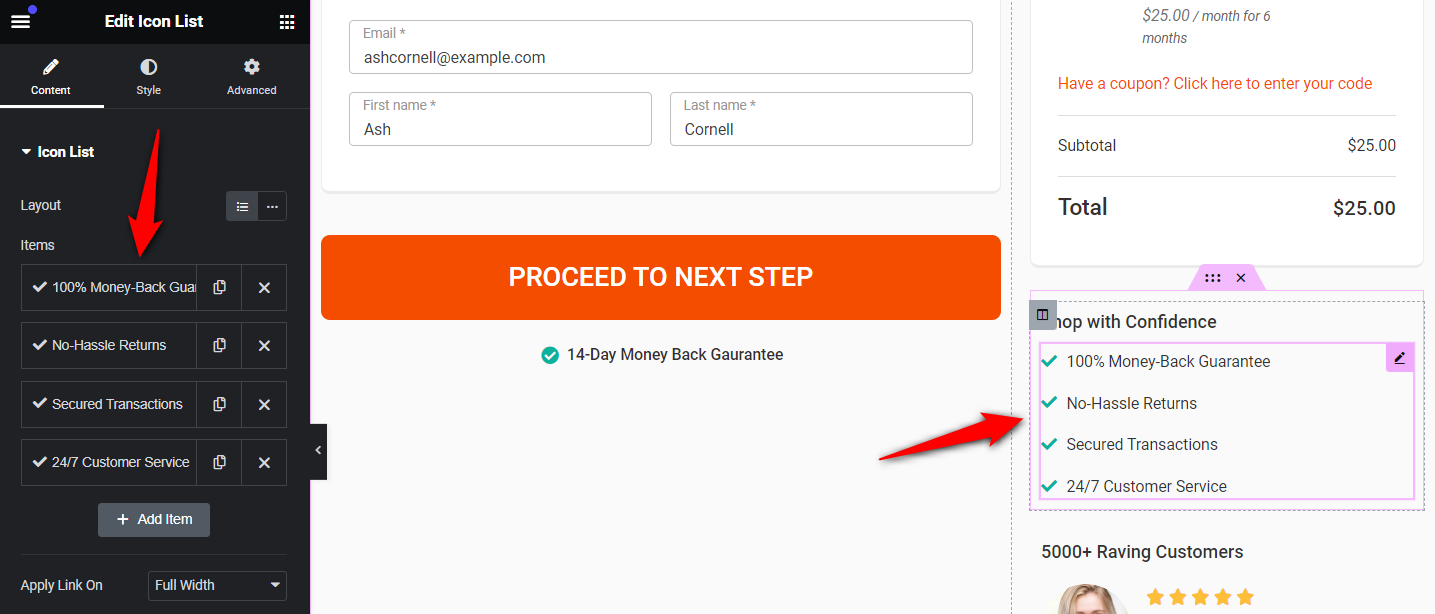 Customize woocommerce checkout page - change the text on the assurance section