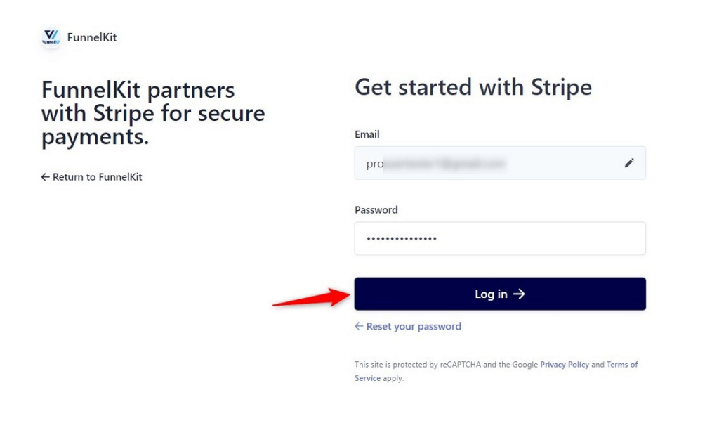 login to Stripe