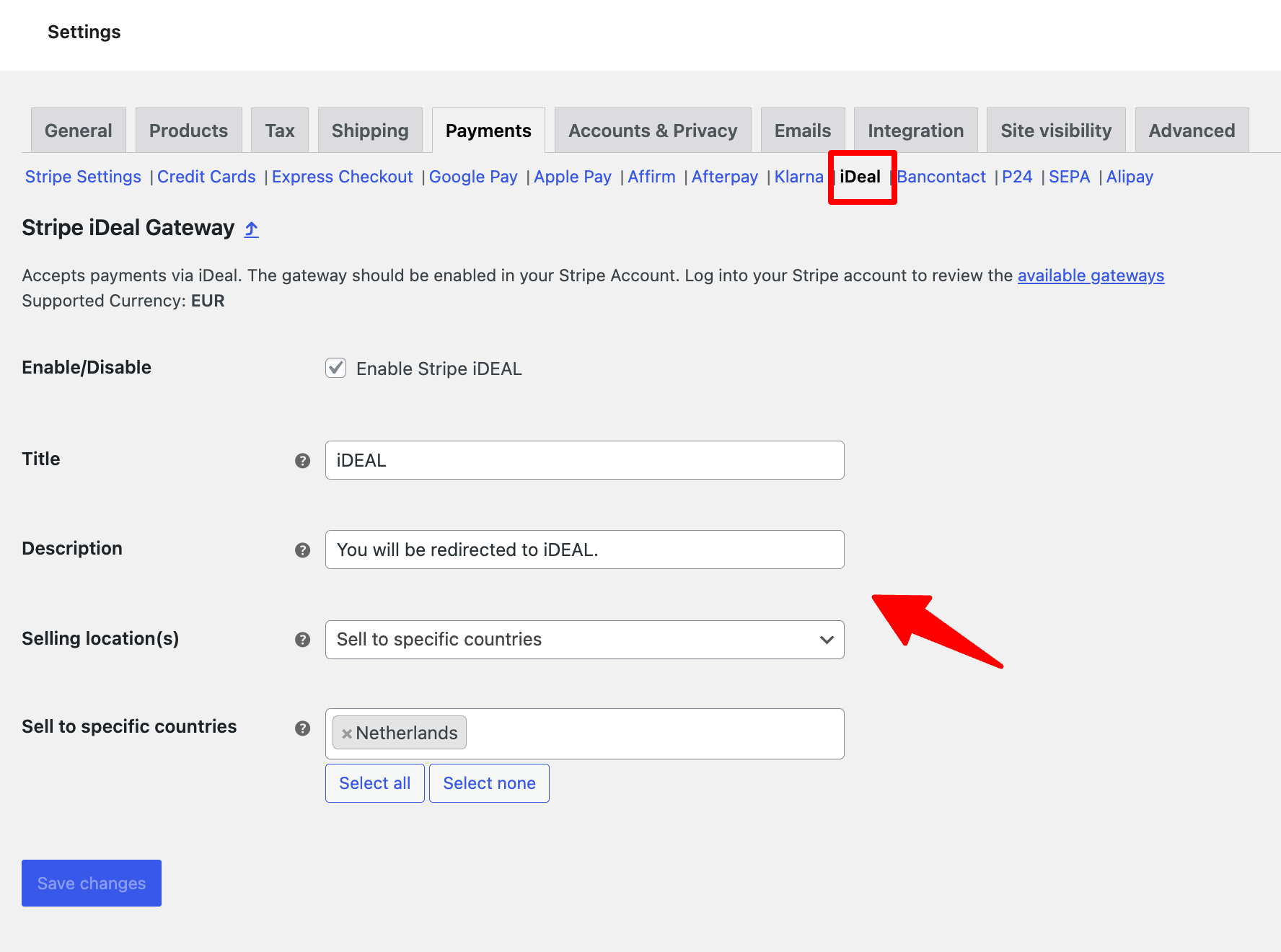set up Stripe Ideal gateway
