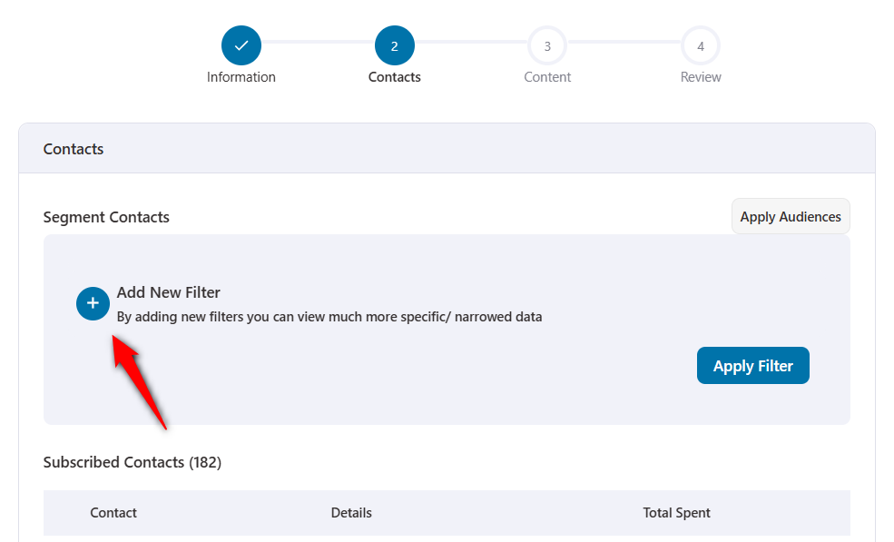 Segment your contacts to whom you want to send A/B broadcast