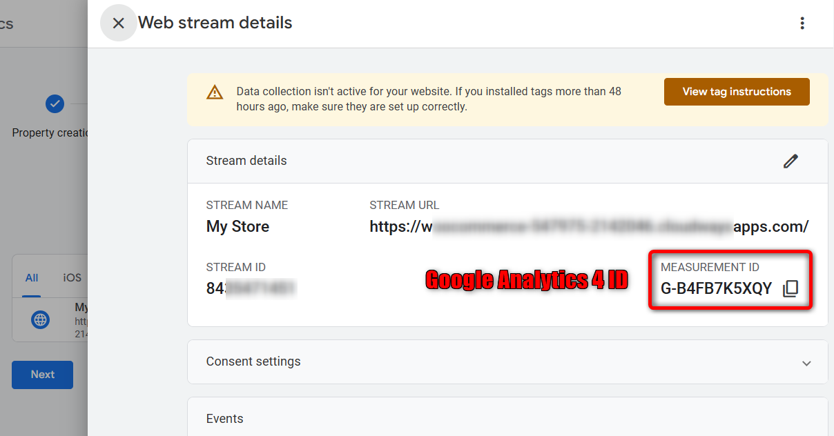 Copy the GA4 Property Measurement ID - woocommerce google analytics integration