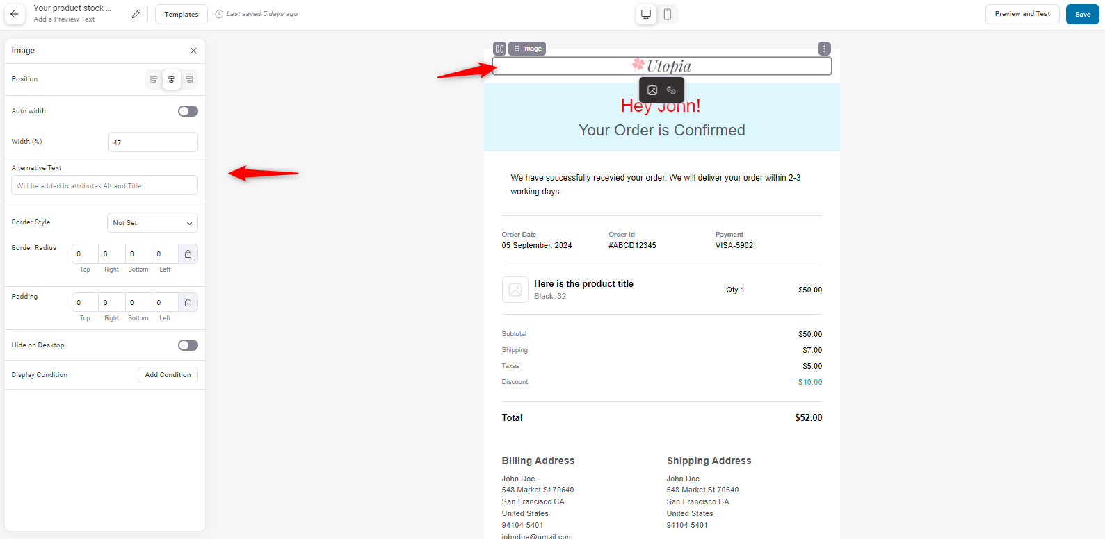 Low stock product email