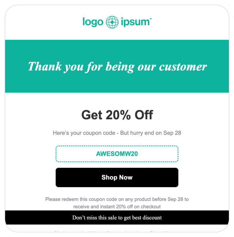 Personalized coupon email template