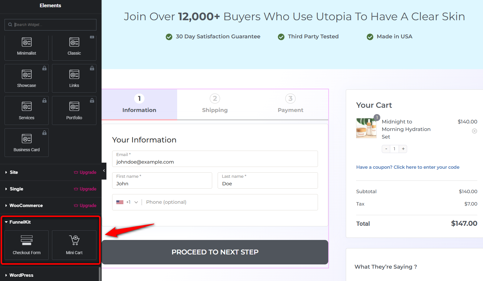 FunnelKit (formerly WooFunnels) Checkout Form Widget 