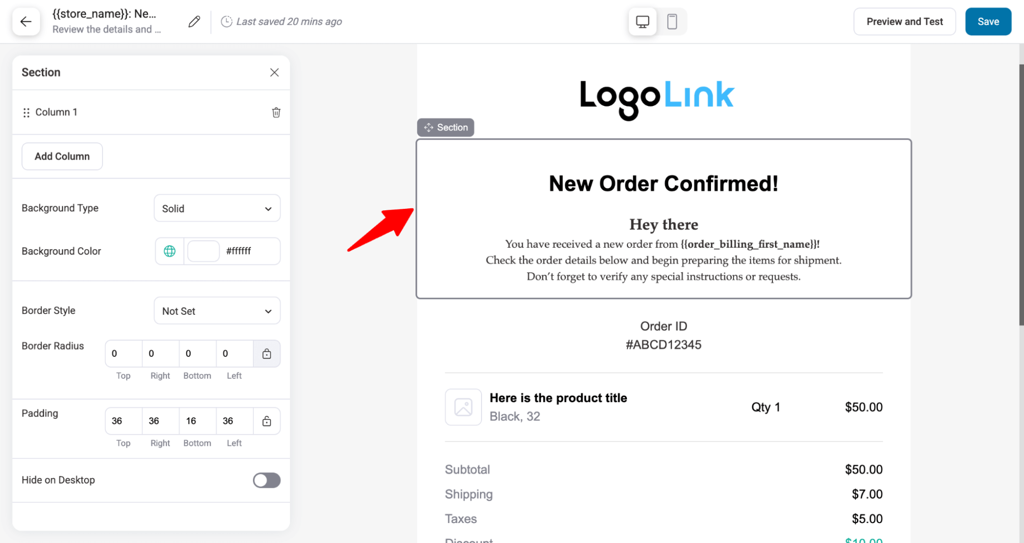 customize email content