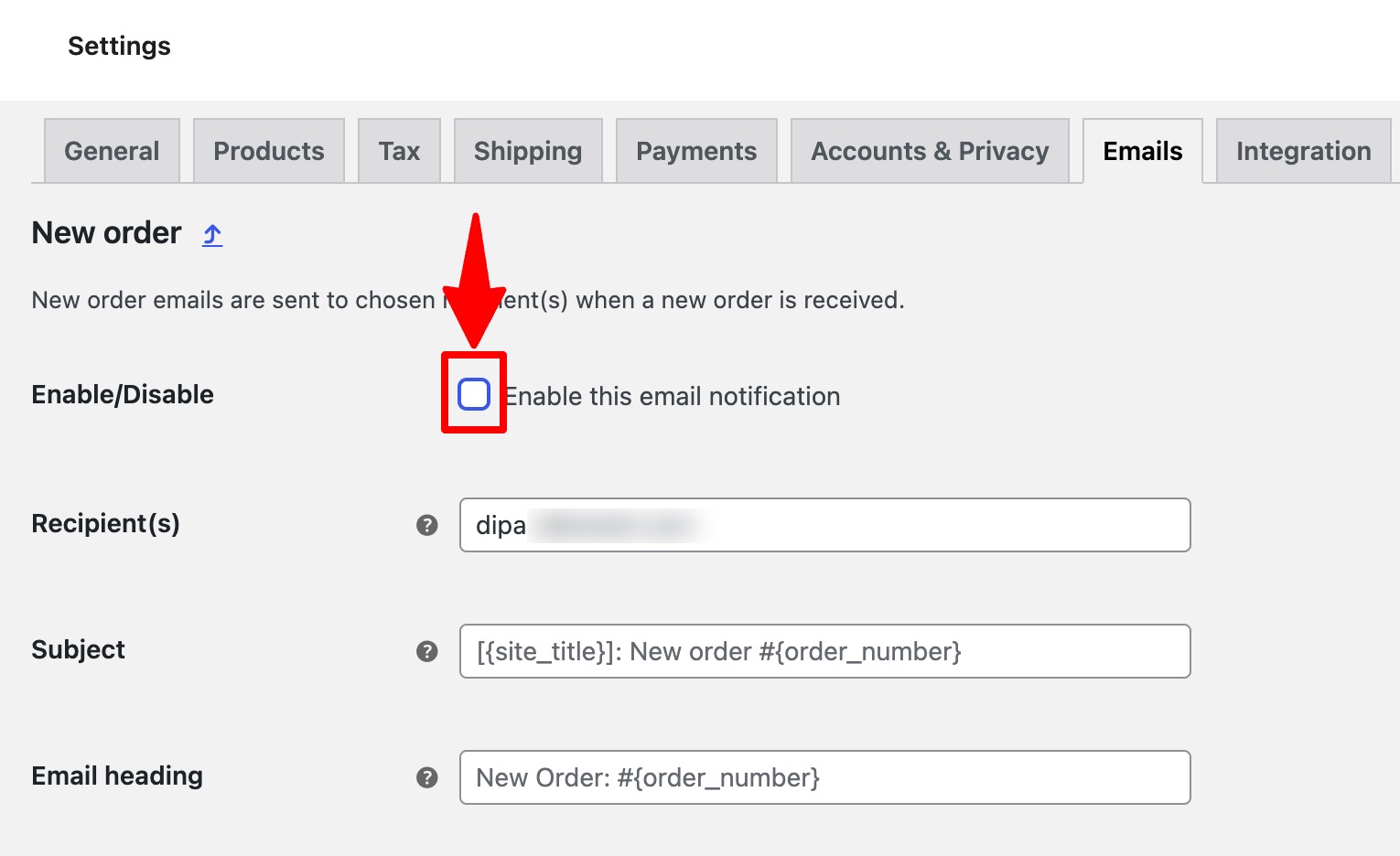 disable default new order email in WooCommerce