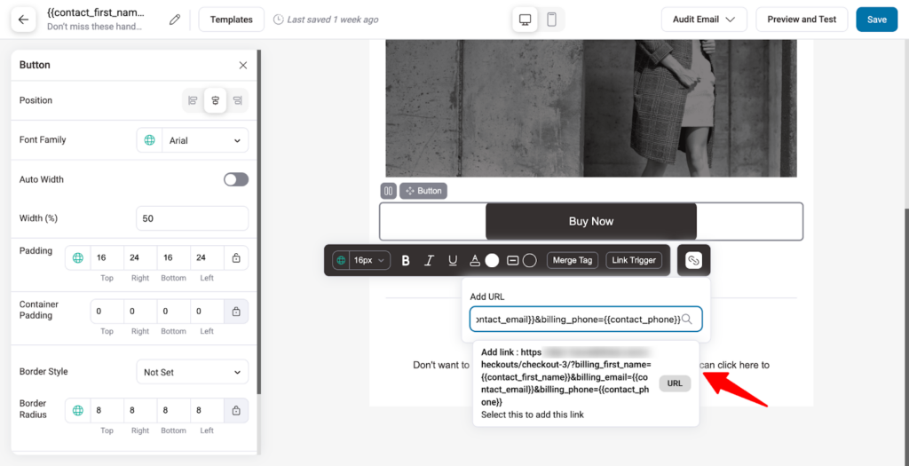 Add the custom URL to a CTA